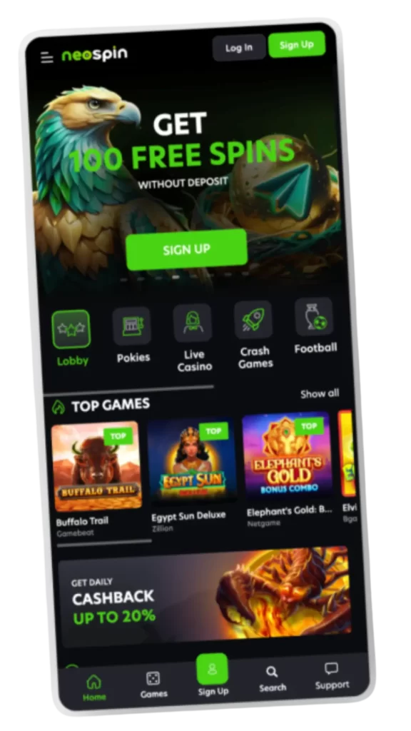 NeoSpin Mobile App Interface